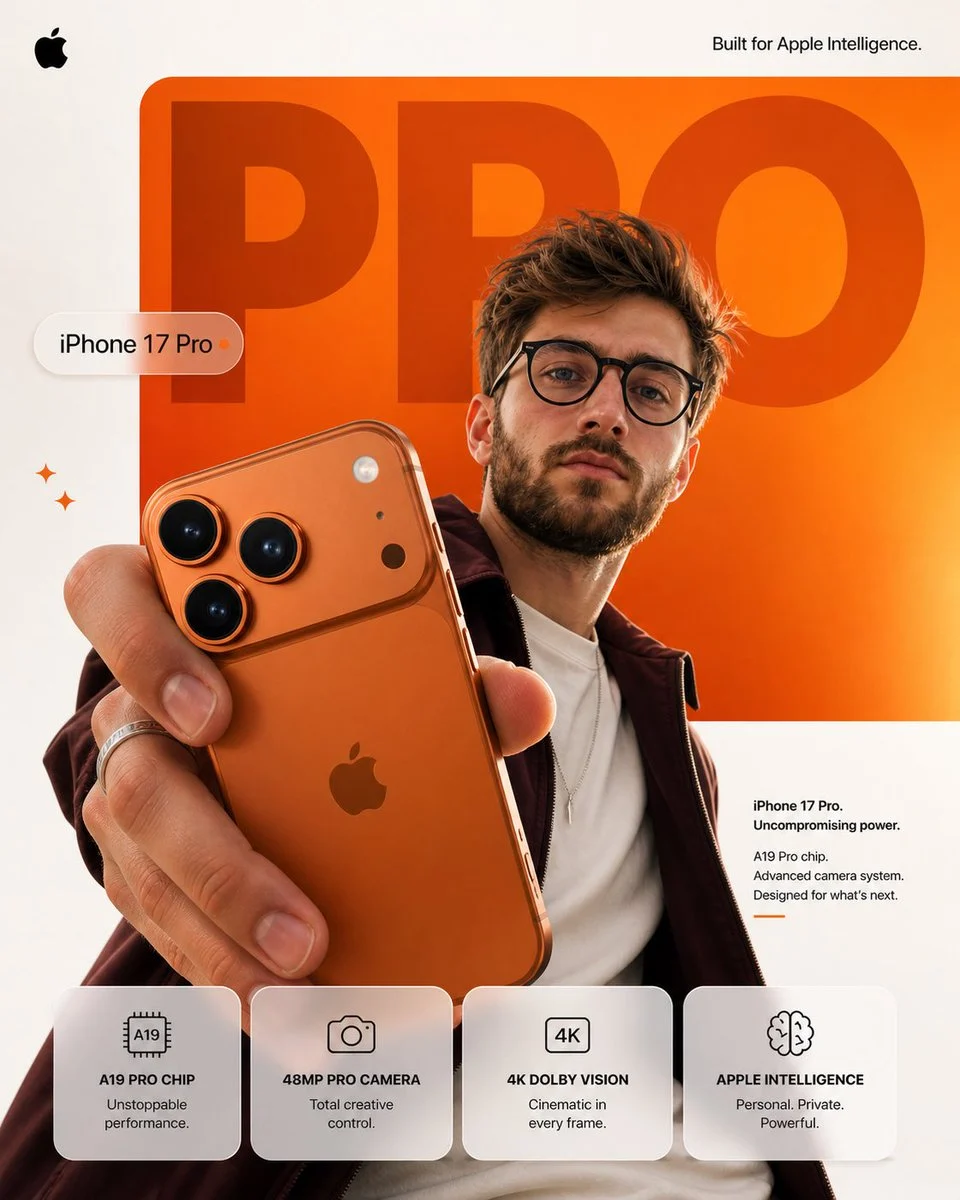 Minimalist Apple Aesthetic Phone Ad Poster Prompt